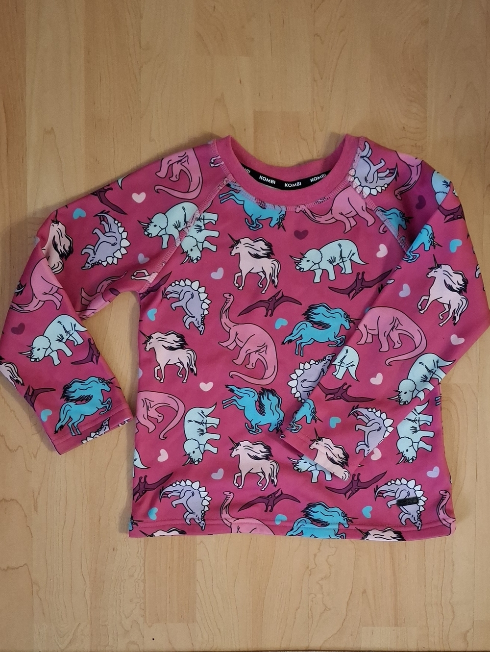 Kombi Pink Dinosaur & Unicorn Thermal Base Layer Long Sleeve Shirt